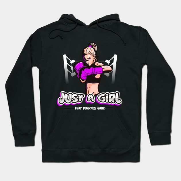 Just a Girl That Punches Hard Female Boxing Motivation Hoodie by Outrageous Tees